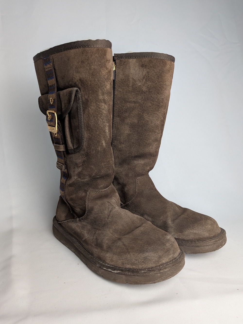 UGG Retro Cargo II 1895 Women Winter Boots Size 8 Long Side Zipper Sheepskin